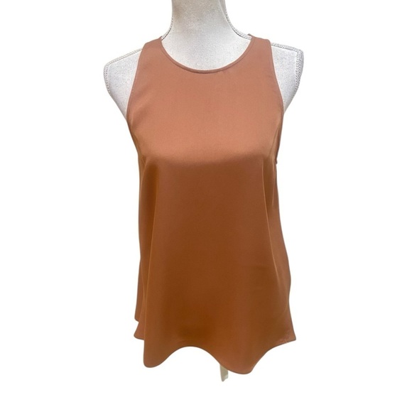 Theory 100% silk terracotta long key hole back tank top high low hem size medium - Picture 1 of 10